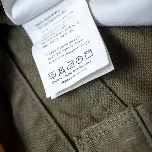 Naked & Famous Army Green Duck Canvas Selvedge Classic Fit 27 - Picture 7 of 10